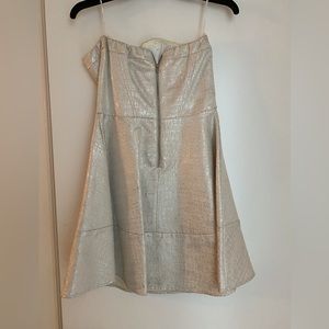 Pearl white strapless mini dress